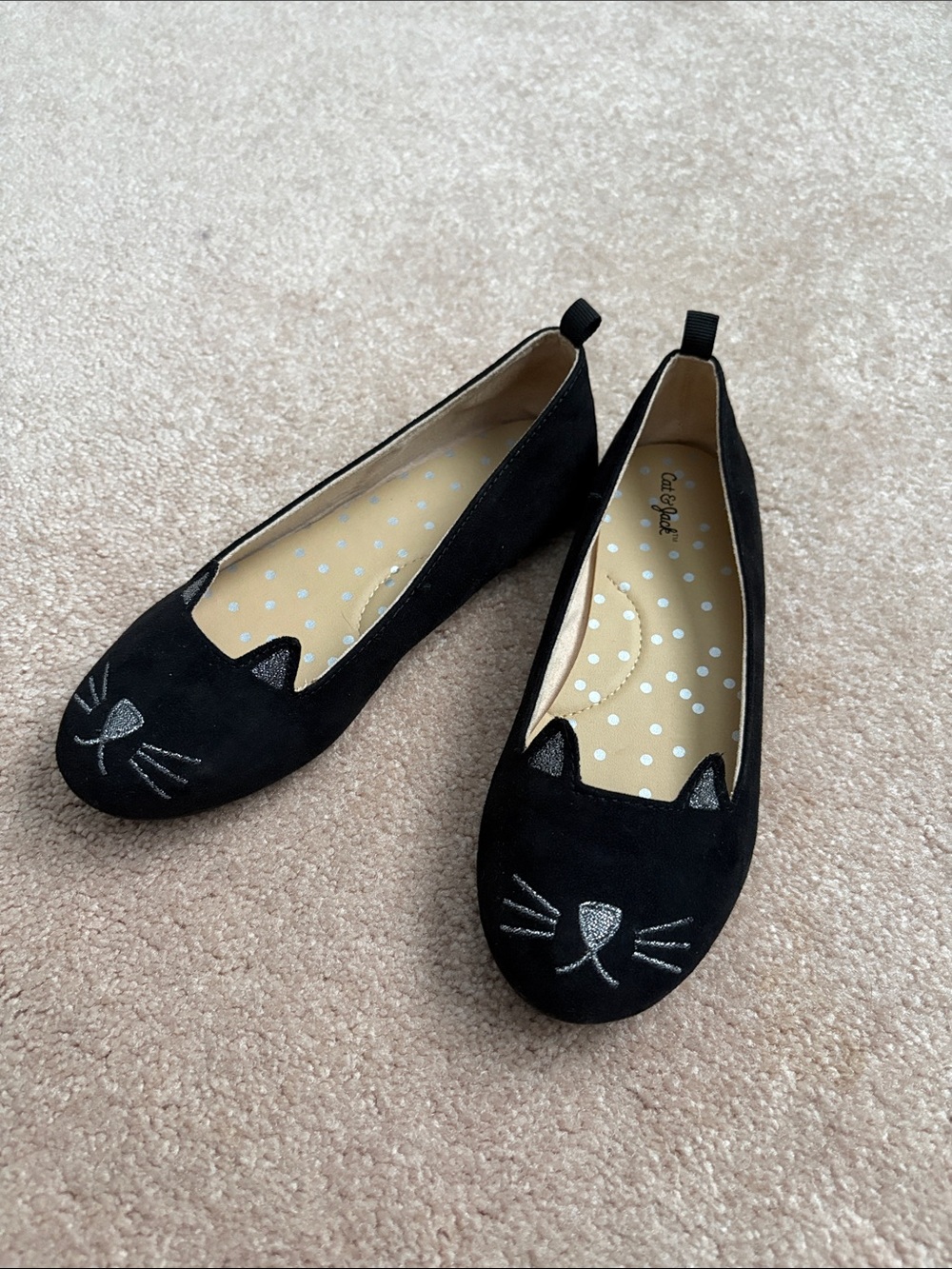 Cat & Jack Black Cat Face Slip-On Flats